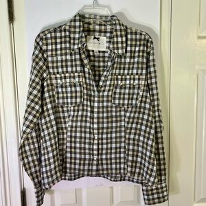 Banana Republic Women’s 100% Cotton Plaid Shirt SzL Coastal Cowgirl Festival